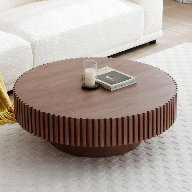 39''Round Coffee Table Modern Coffee Table Unique Coffee Table WALNUT - BBTJOINT
