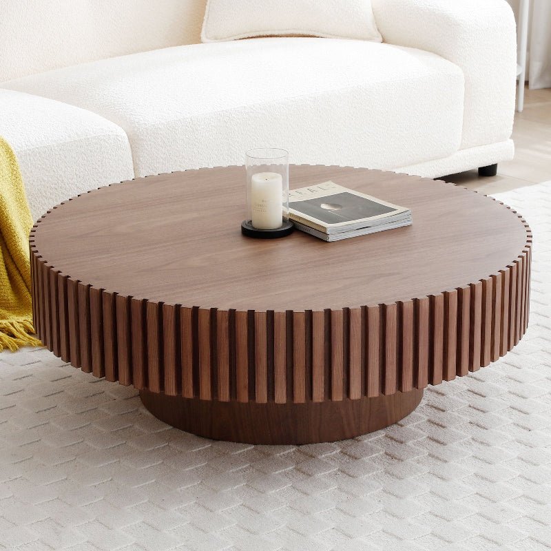 39''Round Coffee Table Modern Coffee Table Unique Coffee Table WALNUT - BBTJOINT