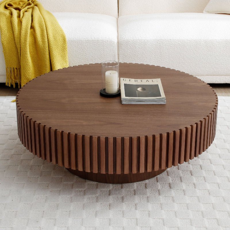 39''Round Coffee Table Modern Coffee Table Unique Coffee Table WALNUT - BBTJOINT