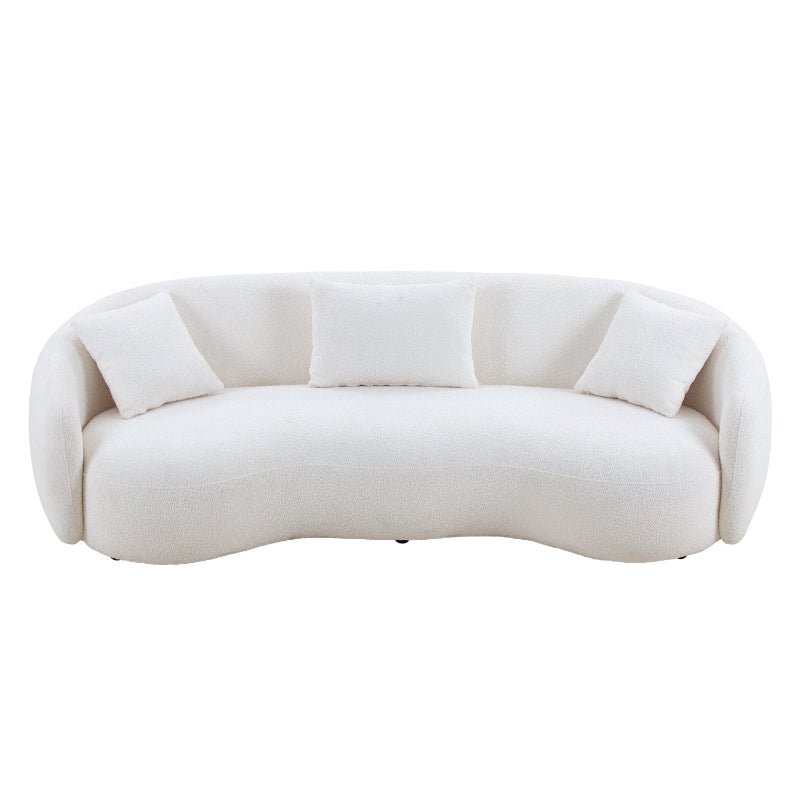93''Modern Curved Living Room half moon Sofa couch boucle white - BBTJOINT
