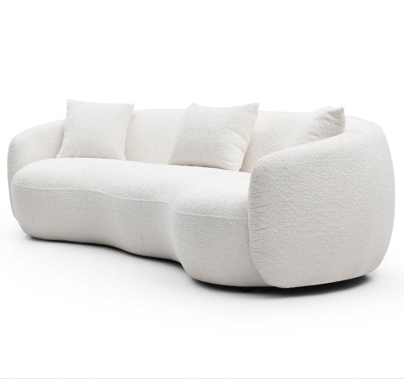 93''Modern Curved Living Room half moon Sofa couch boucle white - BBTJOINT