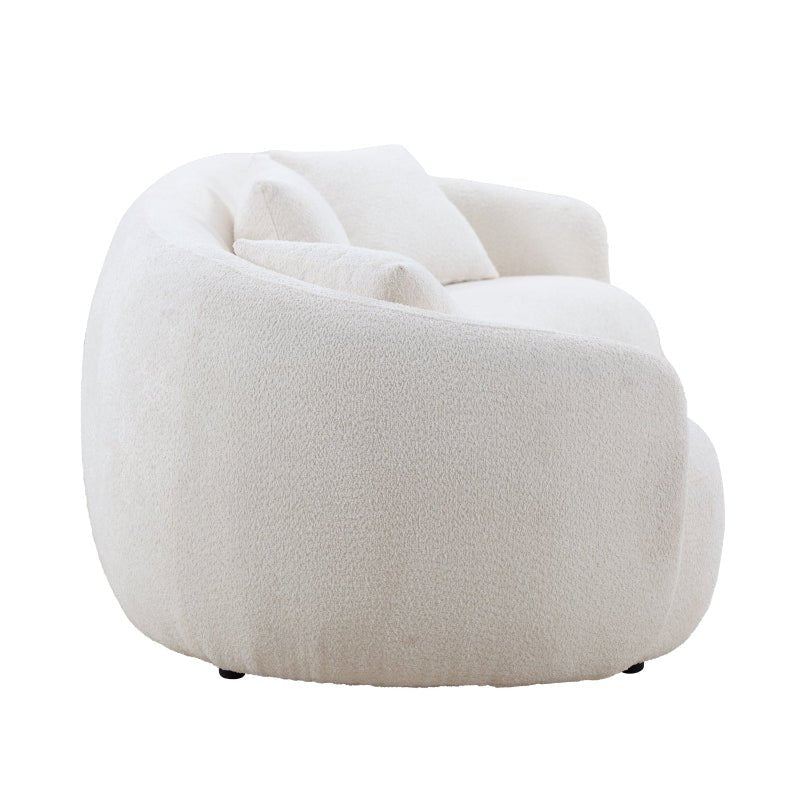 93''Modern Curved Living Room half moon Sofa couch boucle white - BBTJOINT