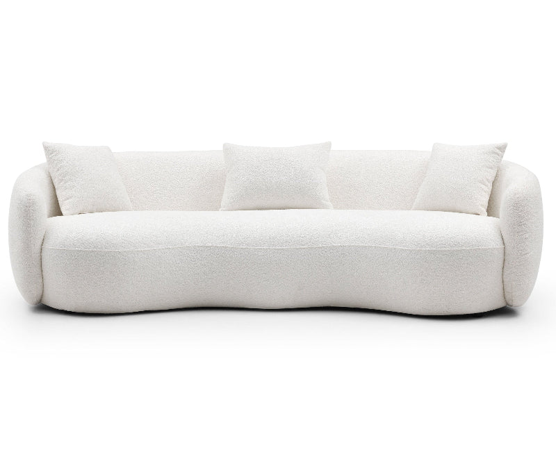 93''Modern Curved Living Room half moon Sofa couch boucle white - BBTJOINT