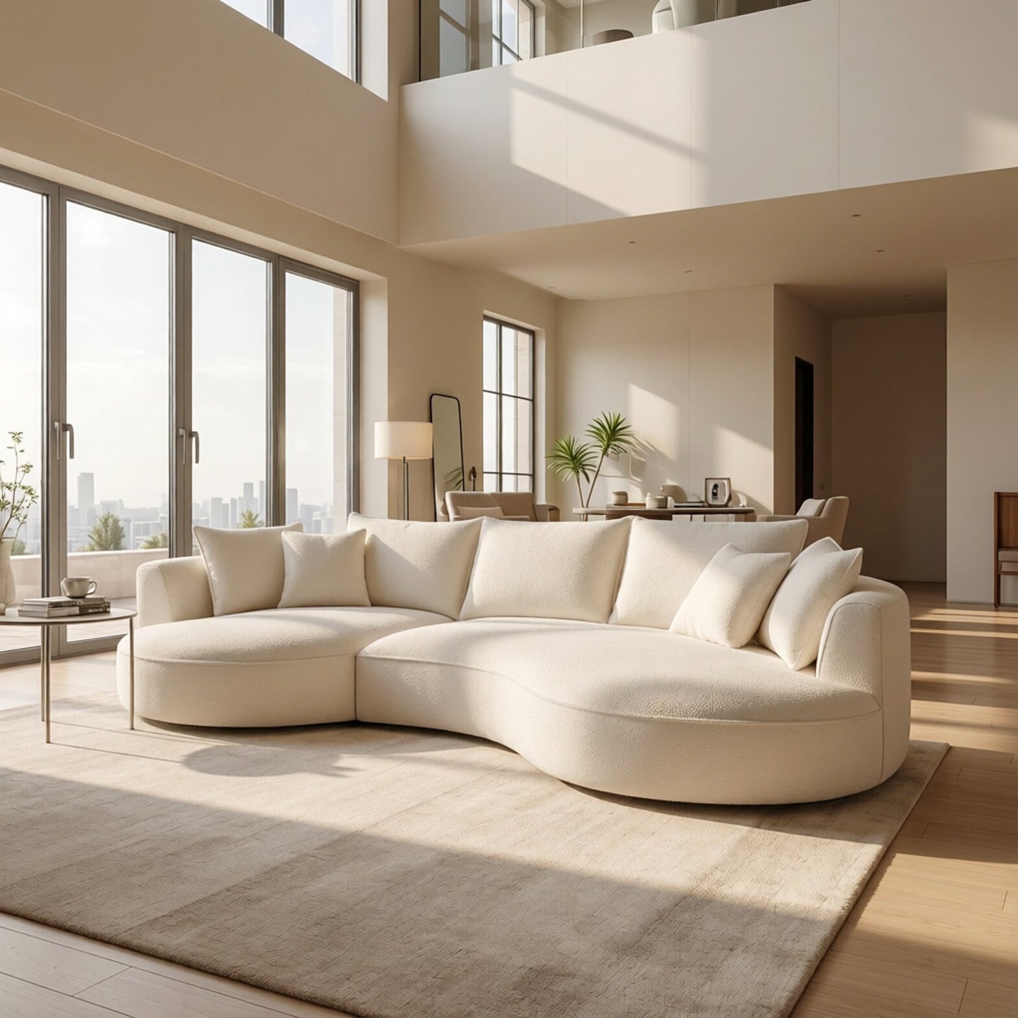Minimalist Living room sofa set of 2 including round coffee table