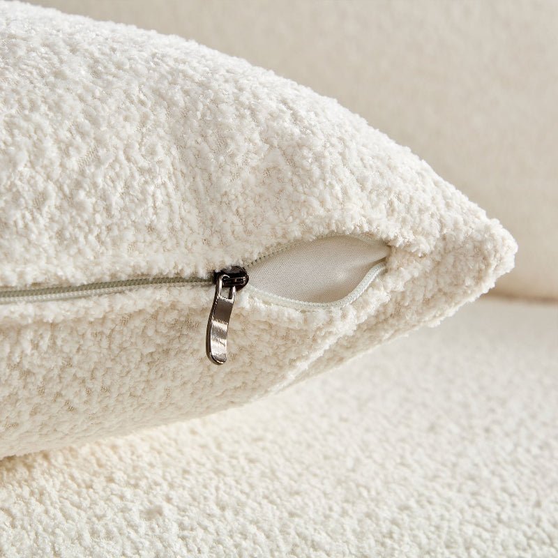 Comfy Upholstered boucle fabric round Curved U - shape sectional Sofa white - BBTJOINT