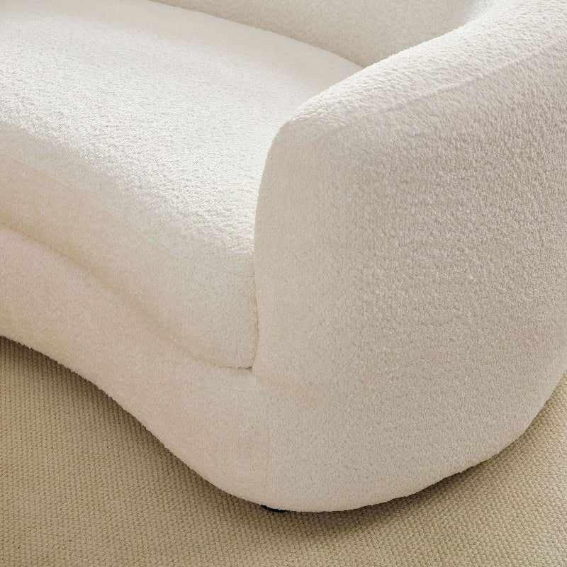Comfy Upholstered boucle fabric round Curved U - shape sectional Sofa white - BBTJOINT