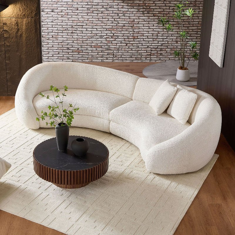 Crescent sectional Curved Sofa pet - friendly cloth Couch off - white - BBTJOINT