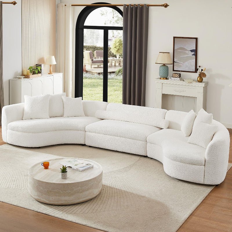 curved sofa U - shape couch with symmetric chaise white boucle fabric - BBTJOINT