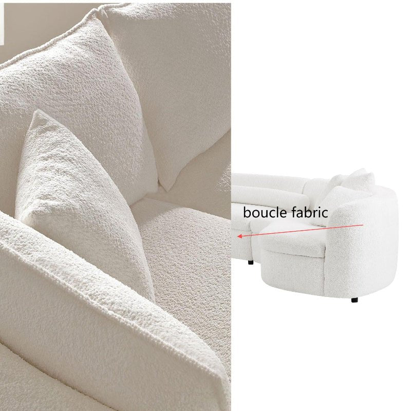 curved sofa U - shape couch with symmetric chaise white boucle fabric - BBTJOINT