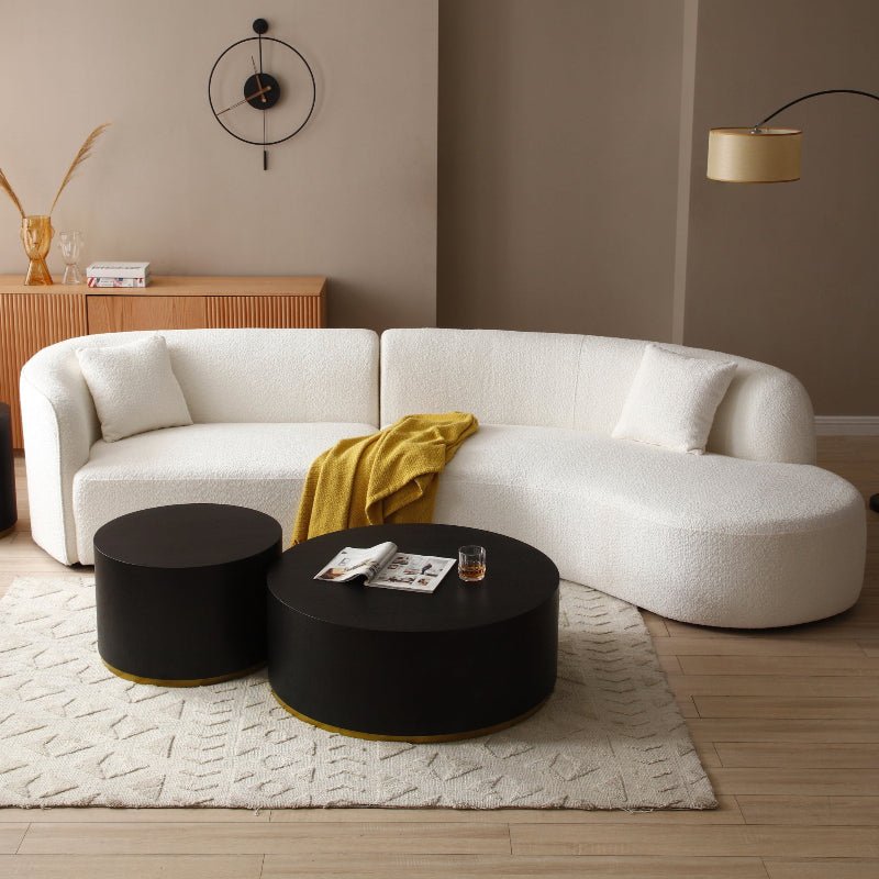 Luxury Modern boucle Upholstery Sectional Curved Sofa white - BBTJOINT