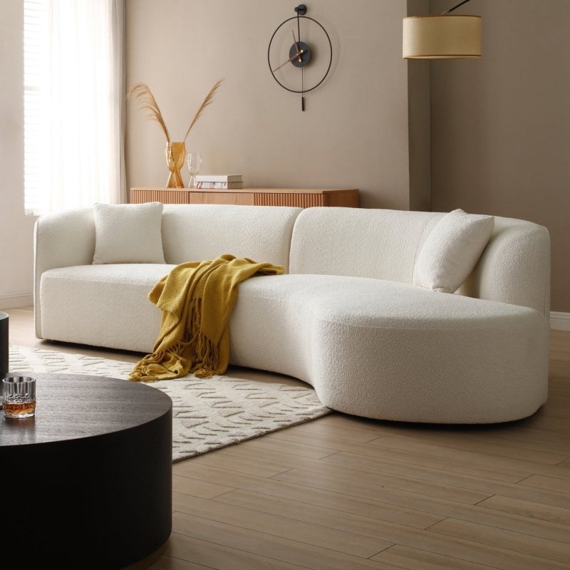 Luxury Modern boucle Upholstery Sectional Curved Sofa white - BBTJOINT