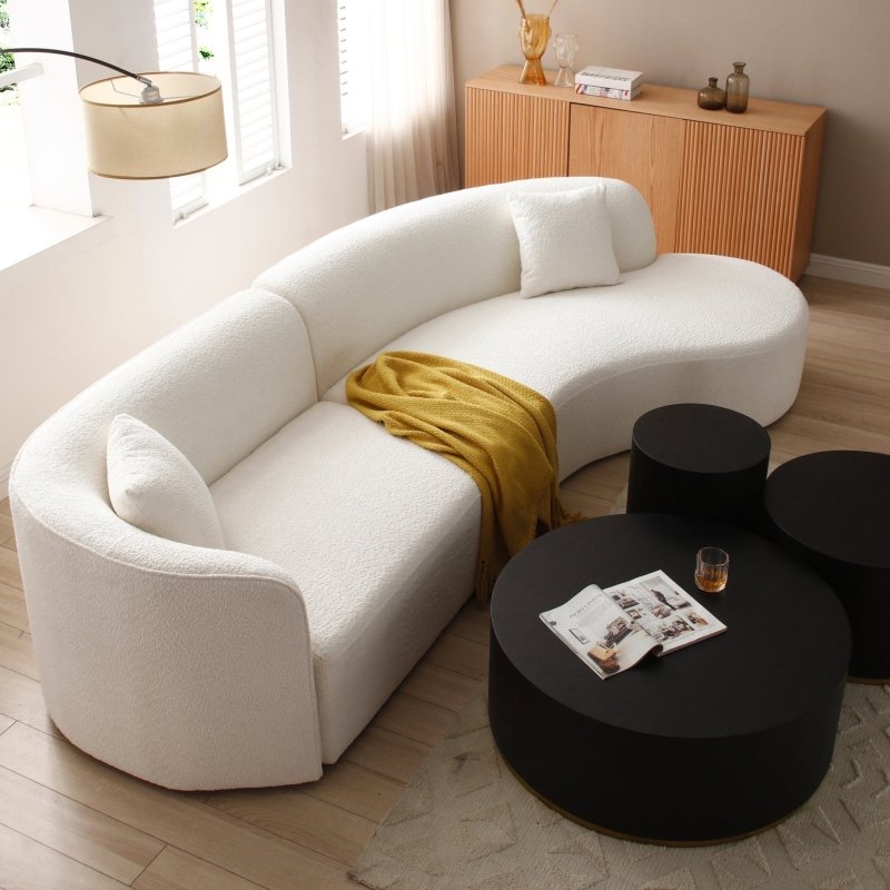 Luxury Modern curved sectional chaise couch white - BBTJOINT