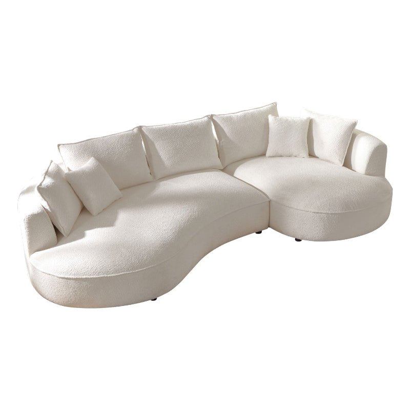 Modern Luxury L - shape Curved sectional anti - scratched boucle sofa off - white - BBTJOINT