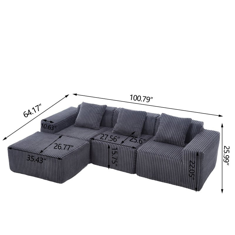 Modern Minimalist Modular Sectional Sofa dark grey - BBTJOINT