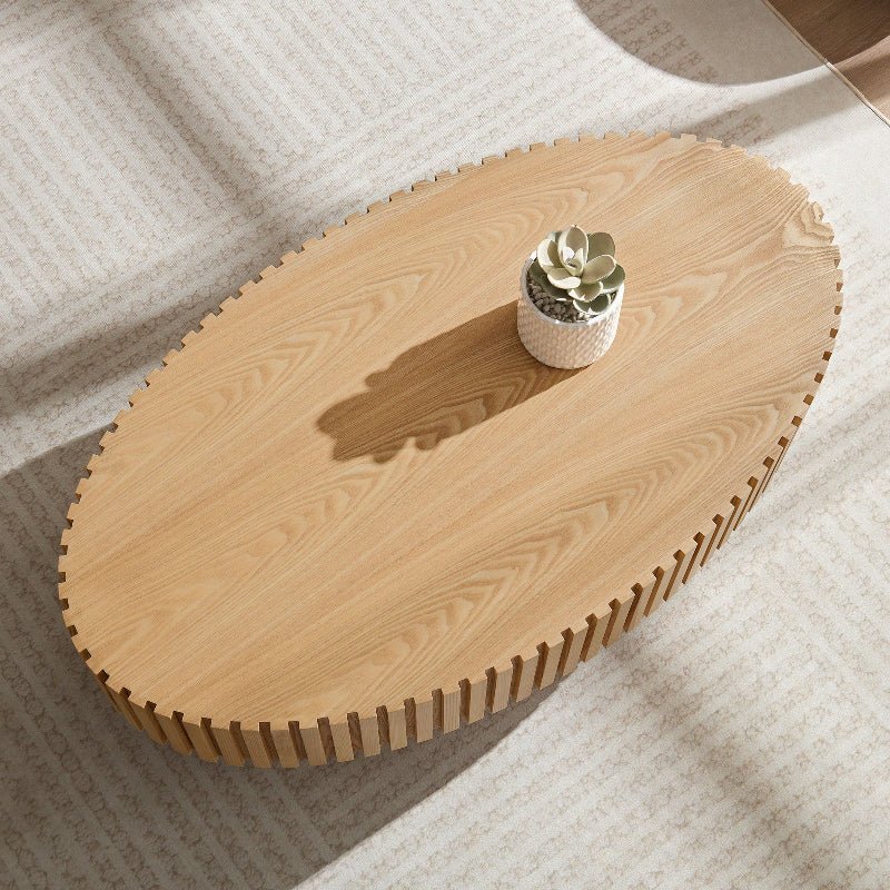 Modern oval - shaped egg wood Coffee Table light brown - BBTJOINT