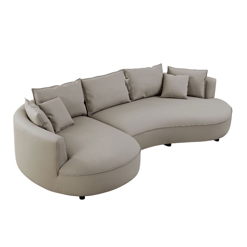 Modern Sectional curved L - shape Sofa faux leather Couch gray - BBTJOINT