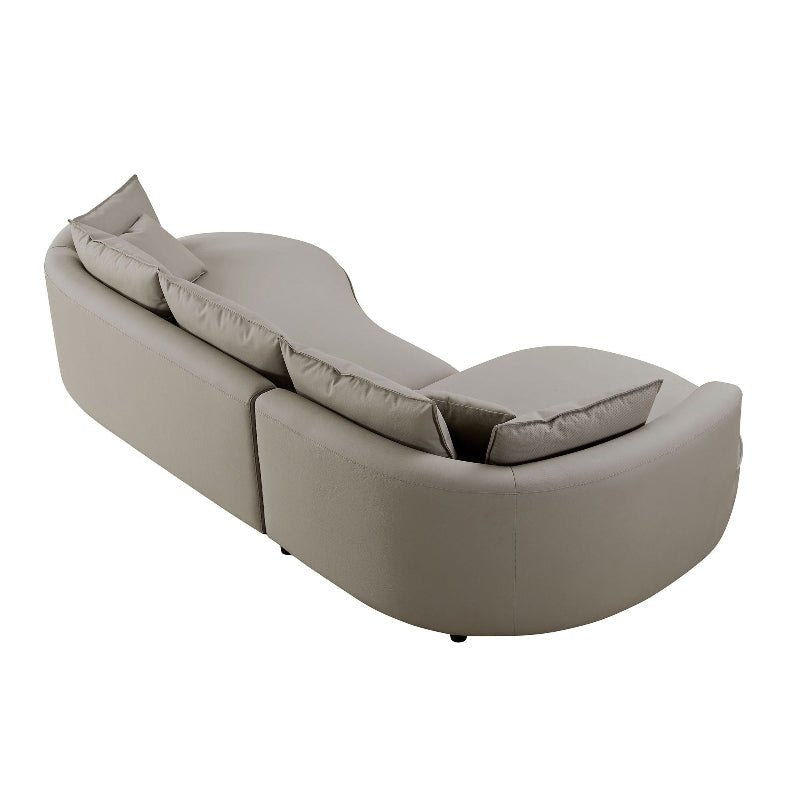 Modern Sectional curved L - shape Sofa faux leather Couch gray - BBTJOINT