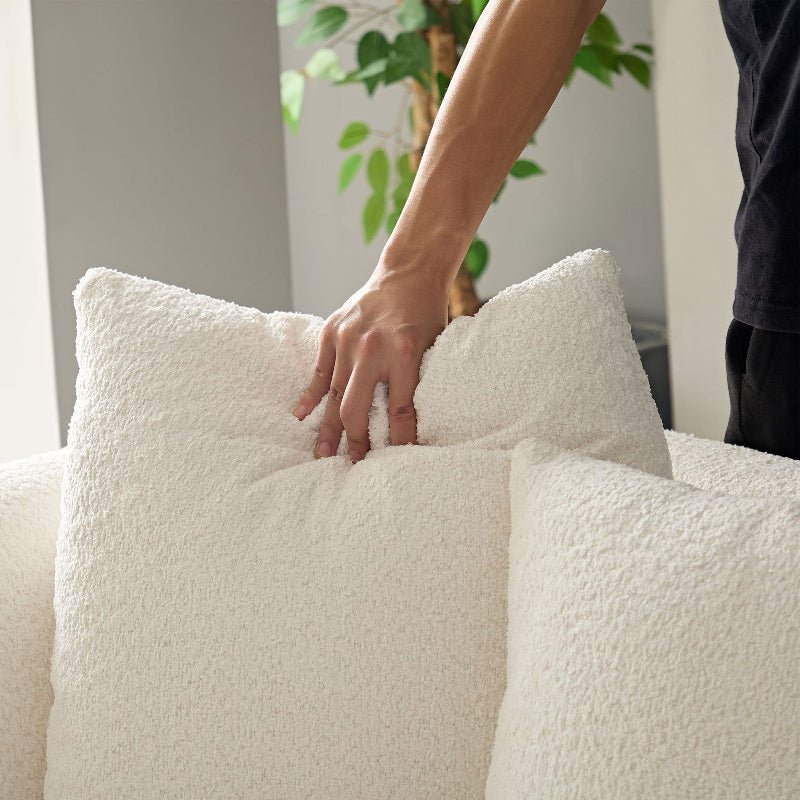 Modern Sectional pet - friendly Curved shape Sofa Couch boucle fabric off - white - BBTJOINT