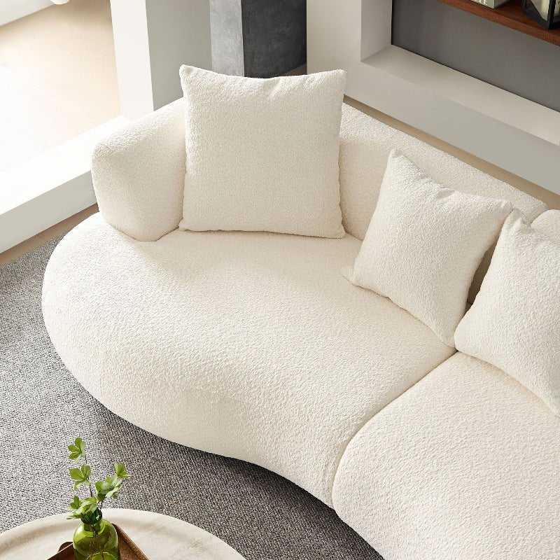Modern Sectional pet - friendly Curved shape Sofa Couch boucle fabric off - white - BBTJOINT