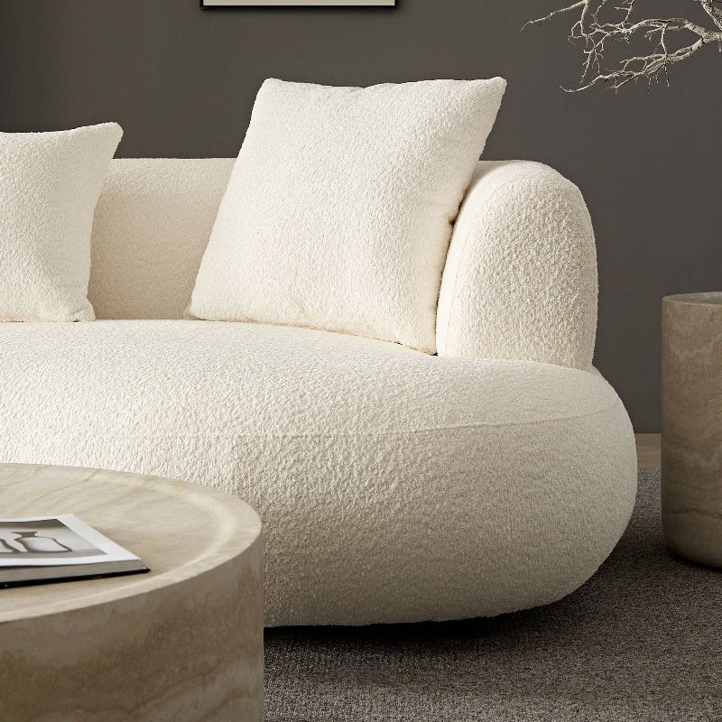 Modern Sectional pet - friendly Curved shape Sofa Couch boucle fabric off - white - BBTJOINT