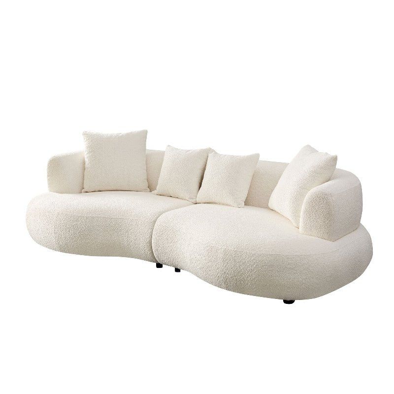 Modern Sectional pet - friendly Curved shape Sofa Couch boucle fabric off - white - BBTJOINT