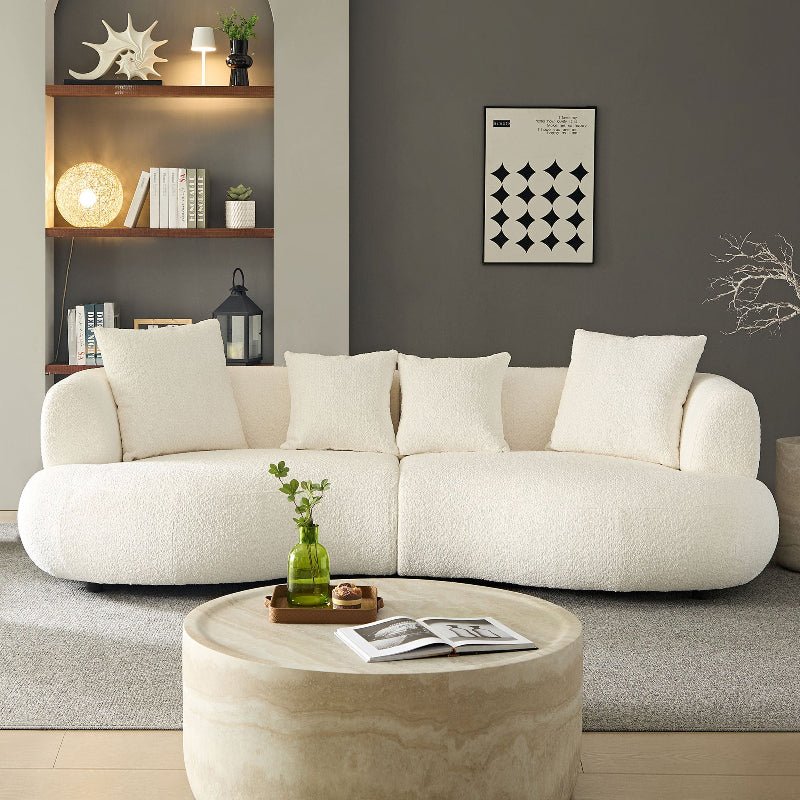Modern Sectional pet - friendly Curved shape Sofa Couch boucle fabric off - white - BBTJOINT