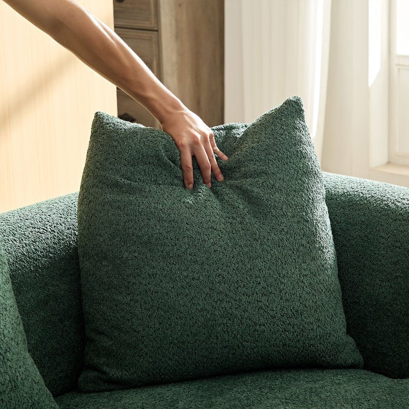 Modern Symmetrical Curved shape Sofa Couch pet - friendly green boucle - BBTJOINT