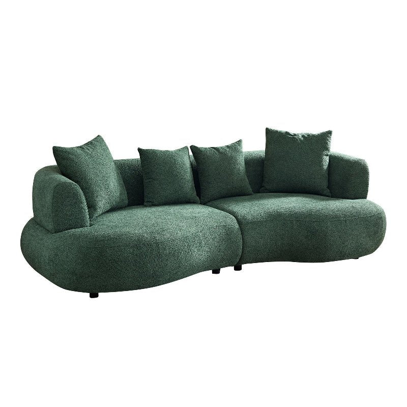 Modern Symmetrical Curved shape Sofa Couch pet - friendly green boucle - BBTJOINT