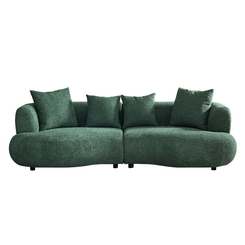 Modern Symmetrical Curved shape Sofa Couch pet - friendly green boucle - BBTJOINT