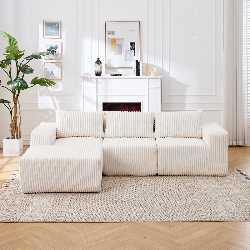 Rearrangeable & reversible modular corduroy sectional sofa beige - BBTJOINT