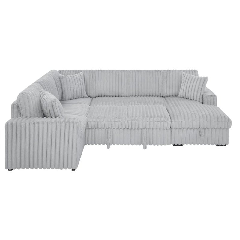 U shape sectional Pull - Out bed corduroy couch grey - BBTJOINT