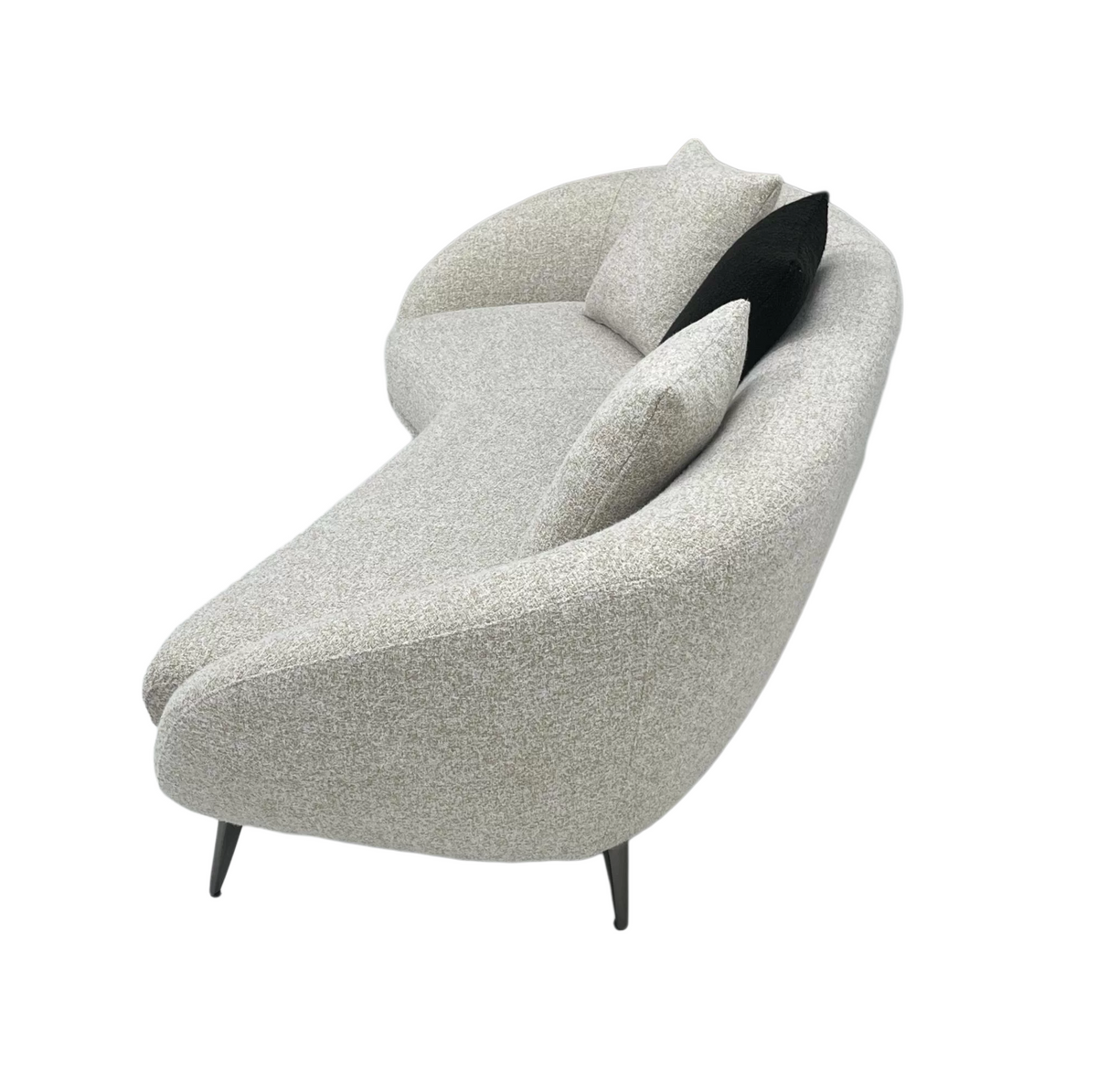 Modern Curved Sectional Sofa,V-shaped Design,Beige Boucle Upholstery Couch For Living Room