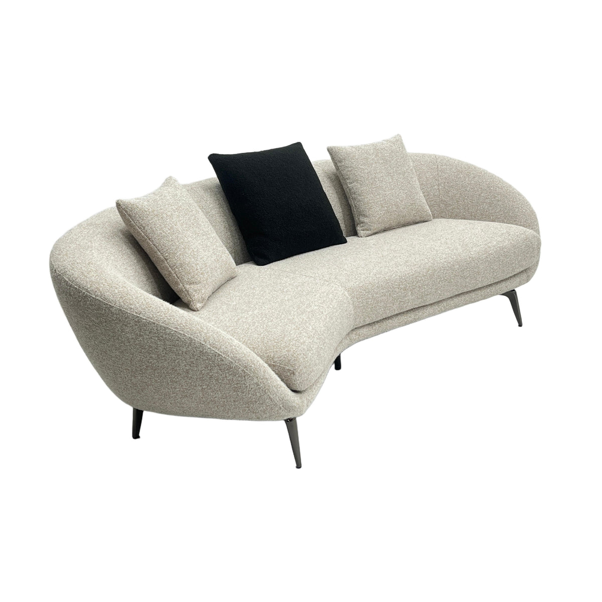 Modern Curved Sectional Sofa,V-shaped Design,Beige Boucle Upholstery Couch For Living Room