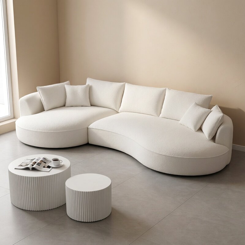 Minimalist Living room sofa set of 2 including round coffee table