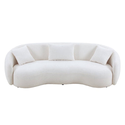 93''Modern Curved Living Room half moon Sofa couch boucle white - BBTJOINT