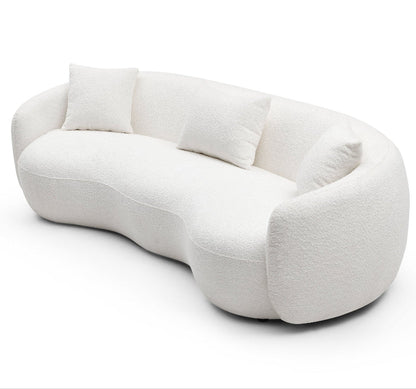 93''Modern Curved Living Room half moon Sofa couch boucle white - BBTJOINT