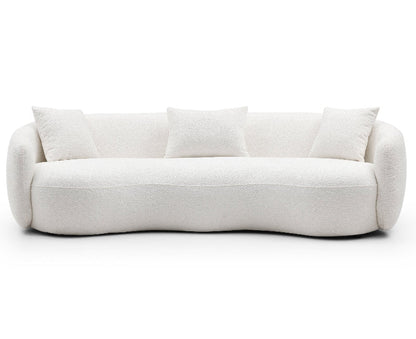 93''Modern Curved Living Room half moon Sofa couch boucle white - BBTJOINT
