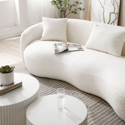 93''Modern Curved Living Room half moon Sofa couch boucle white - BBTJOINT