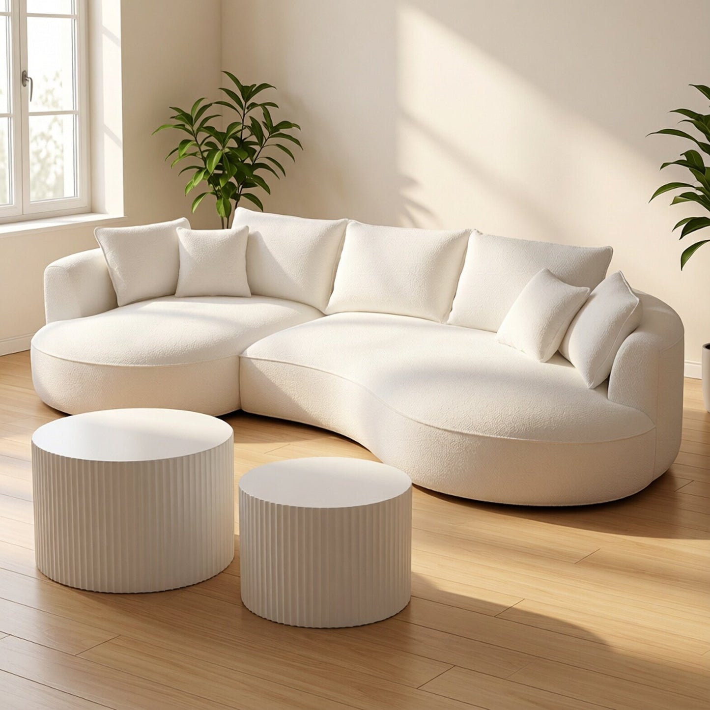 Minimalist Living room sofa set of 2 including round coffee table