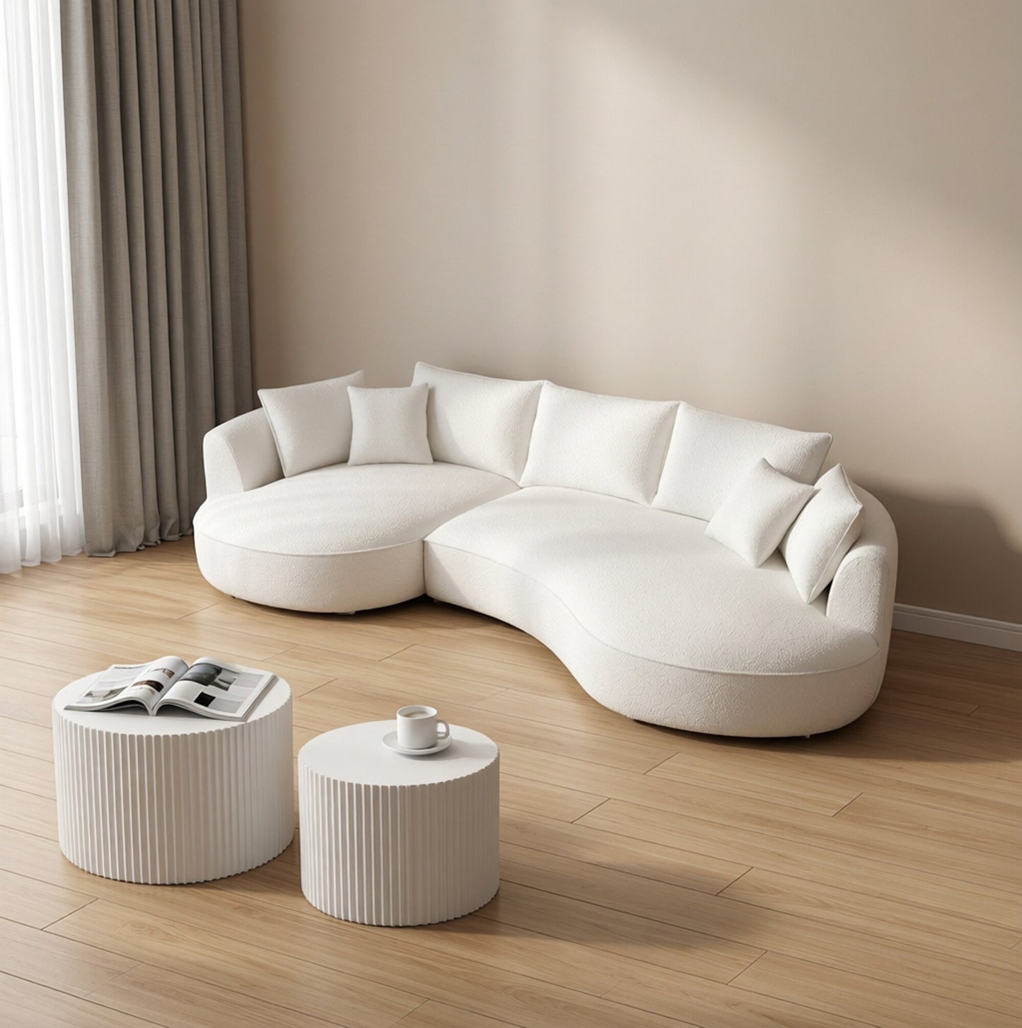 Minimalist Living room sofa set of 2 including round coffee table