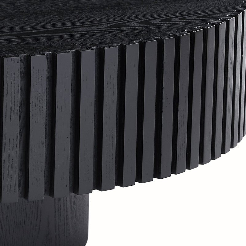 black wood round coffee table drum - shaped for living room - BBTJOINT