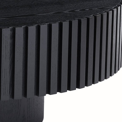 black wood round coffee table drum - shaped for living room - BBTJOINT