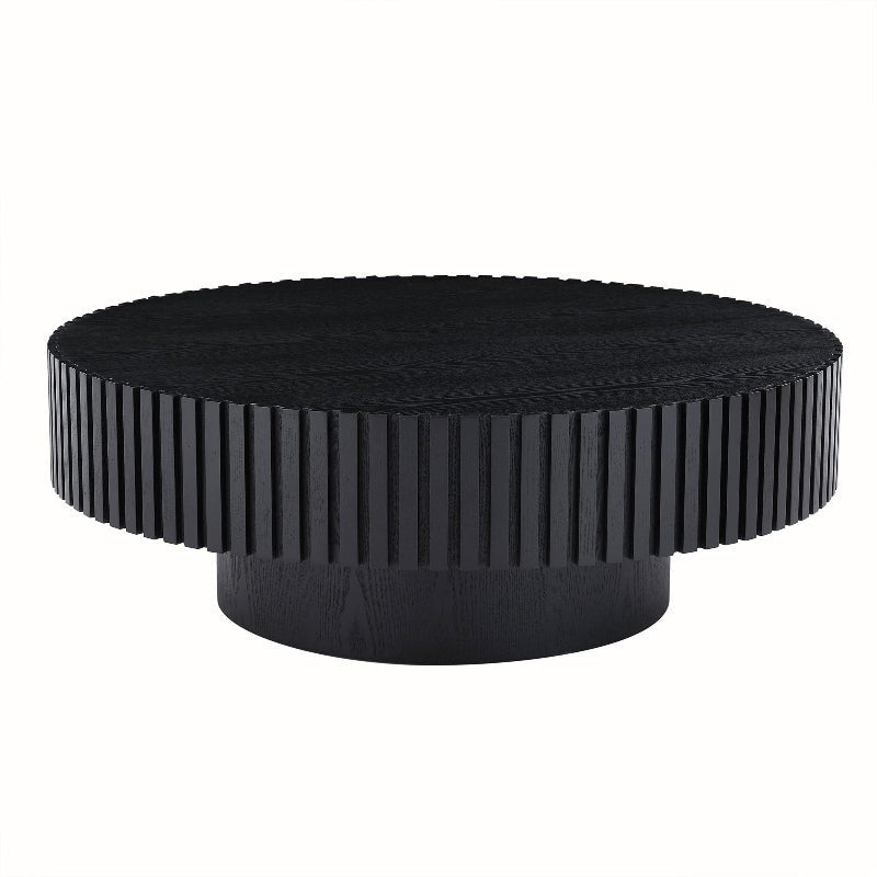 black wood round coffee table drum - shaped for living room - BBTJOINT