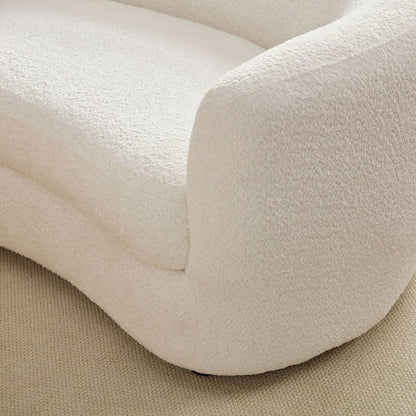 Comfy Upholstered boucle fabric round Curved U - shape sectional Sofa white - BBTJOINT