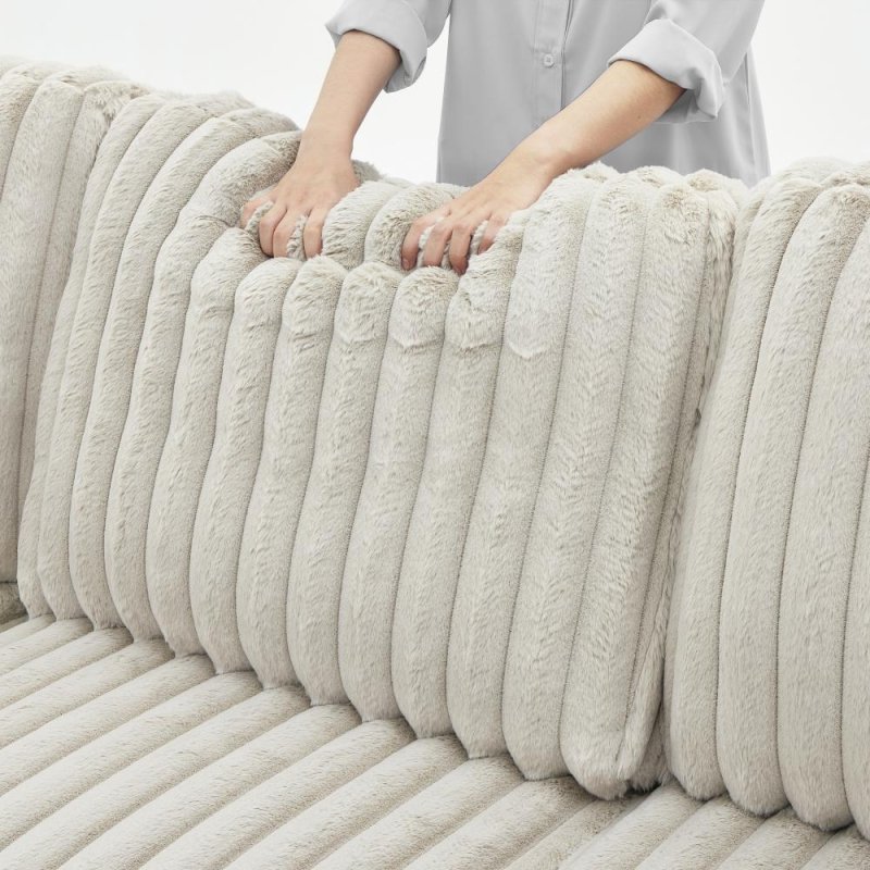 Convertible U shape sleeper sectional couch with pull out bed khaki - BBTJOINT