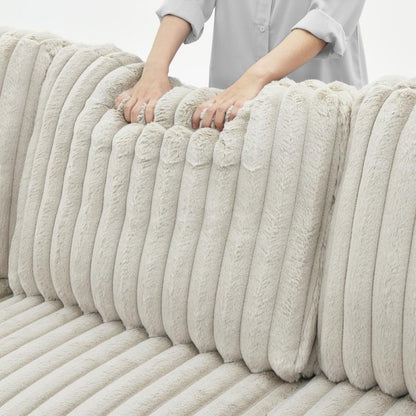 Convertible U shape sleeper sectional couch with pull out bed khaki - BBTJOINT