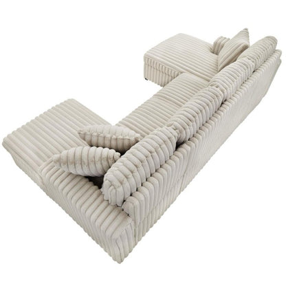 Convertible U shape sleeper sectional couch with pull out bed khaki - BBTJOINT