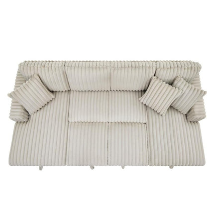 Convertible U shape sleeper sectional couch with pull out bed khaki - BBTJOINT