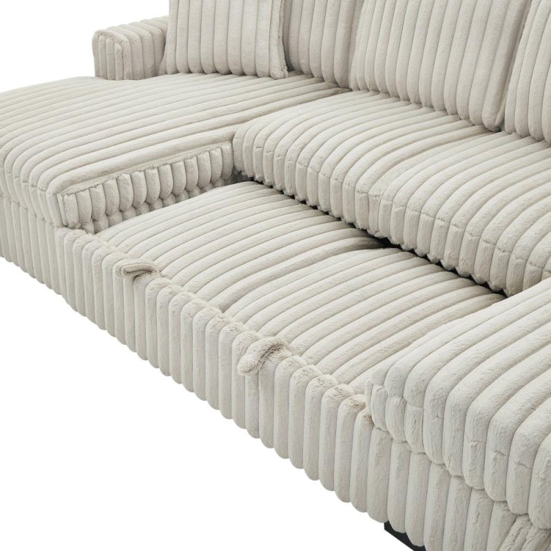 Convertible U shape sleeper sectional couch with pull out bed khaki - BBTJOINT