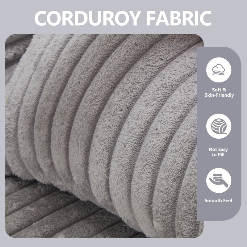 Corduroy Modular sectional boneless Couch Light Grey - BBTJOINT